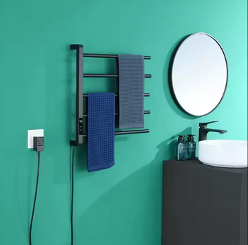 Heated Towel Racks, 180° Rotating Wall Mounted Towel Warmer with Flat 5 Bar