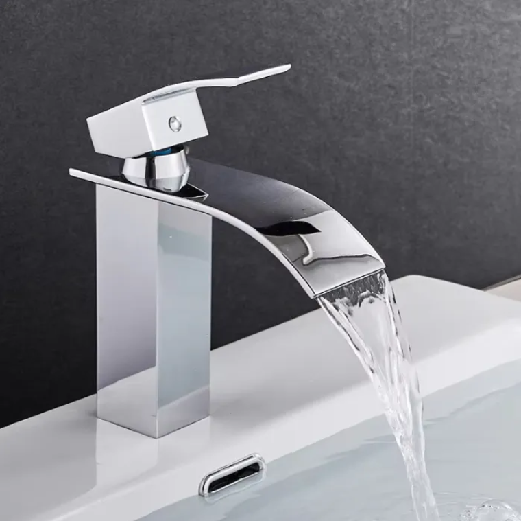 Greenwater Waterfall Basin Faucet – Chrome Brass Mixer Tap for Bathroom Vanity